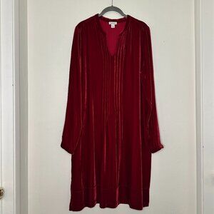 Sundance Velour Red Shirt Swing Dress
